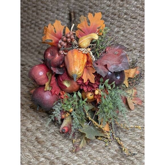 Large Wicker Basket Cornucopia Horn THANKSGIVING Harvest Fall Centerpiece Vtg. - Picture 5 of 16